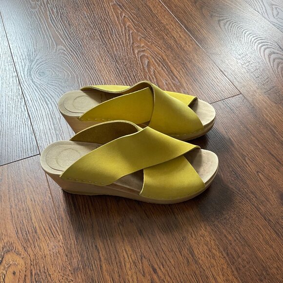 No. 6 Store Yellow Frida Wedge Clogs Sandals 39 8 - Picture 4 of 8